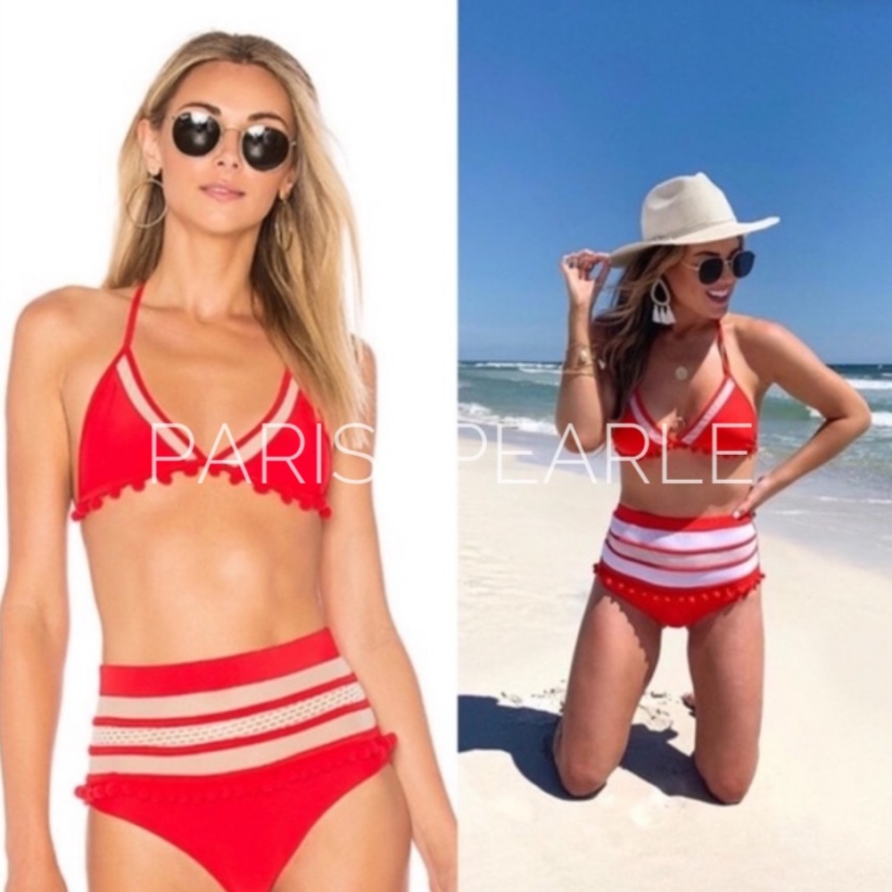 COPY - Palm Springs Red High Waisted Bikini Set